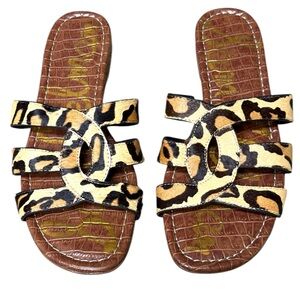 Sam Edelman Women's Bryna Leopard Print Hairon Slide Sandals 7.5